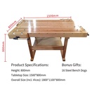 Woodworking Bench 1500x800mm Maple Wood Workbench With Clamp For DIY And School Use