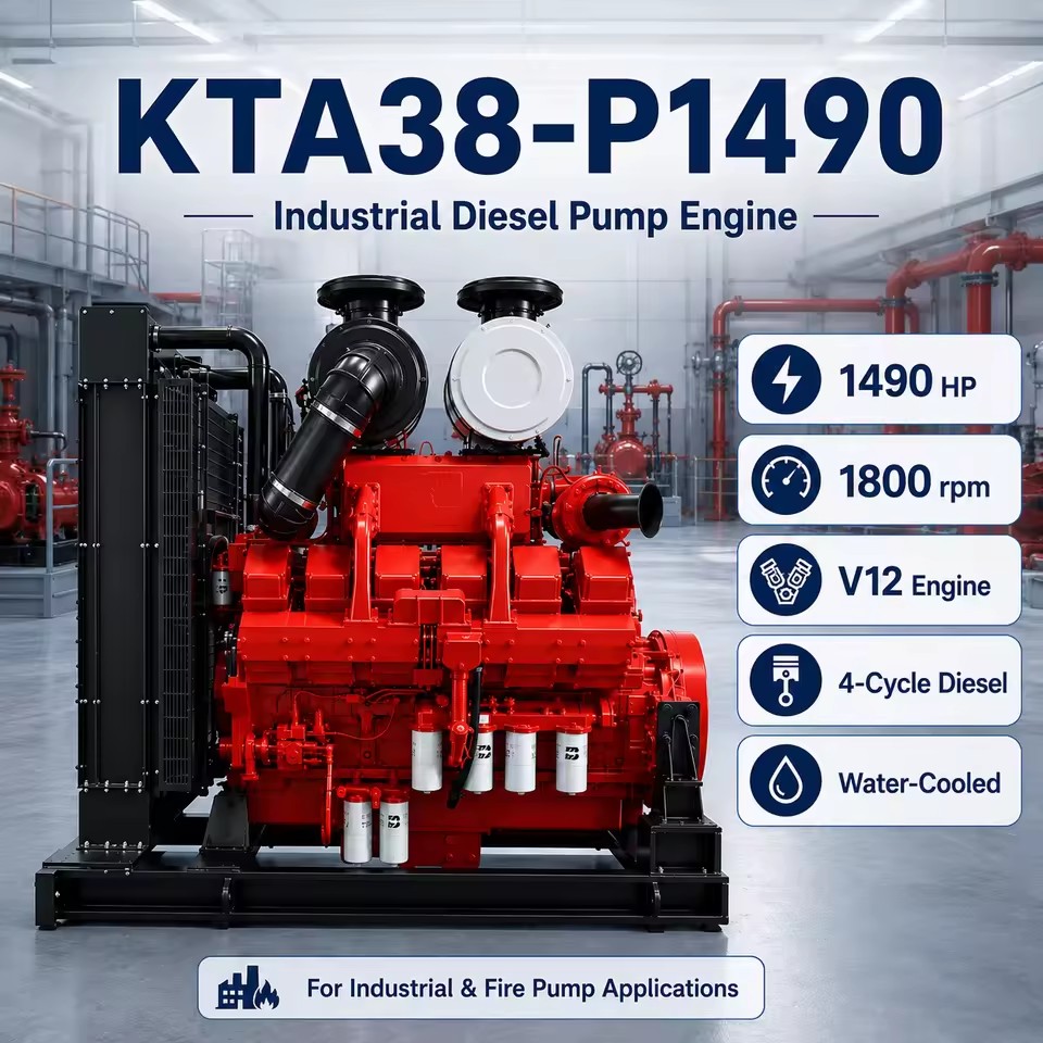 CUMS KTA38-P1490 Industrial Diesel Engine EPA Tier2 1800rpm 4 Stroke Multi-cylinder Water Pump Motor Power Unit Mining Pumping