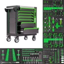 258 Pcs Heavy Duty Stainless Steel Tool Sets 7 Drawers Rolling Box Tool Cabinet Cart Trolley for Storage and Workshop Use