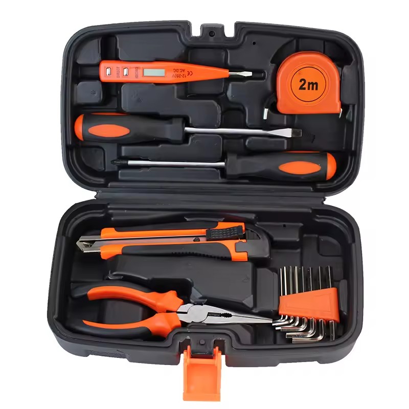 15PCS Multi-function Tool Box Set Hard Case 201 Stainless Steel Battery Powered Easy Carry OEM Available Black Combination Tools
