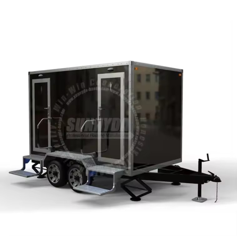 Good Quality Toilet Trailer Luxury 2 and 4 Stall Restroom Trailer for Sale
