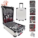TGS 187Pcs Hand Tool Set Complete ToolBox Trolley Aluminum Storage Case Tool Kit Suitcase With Wheels