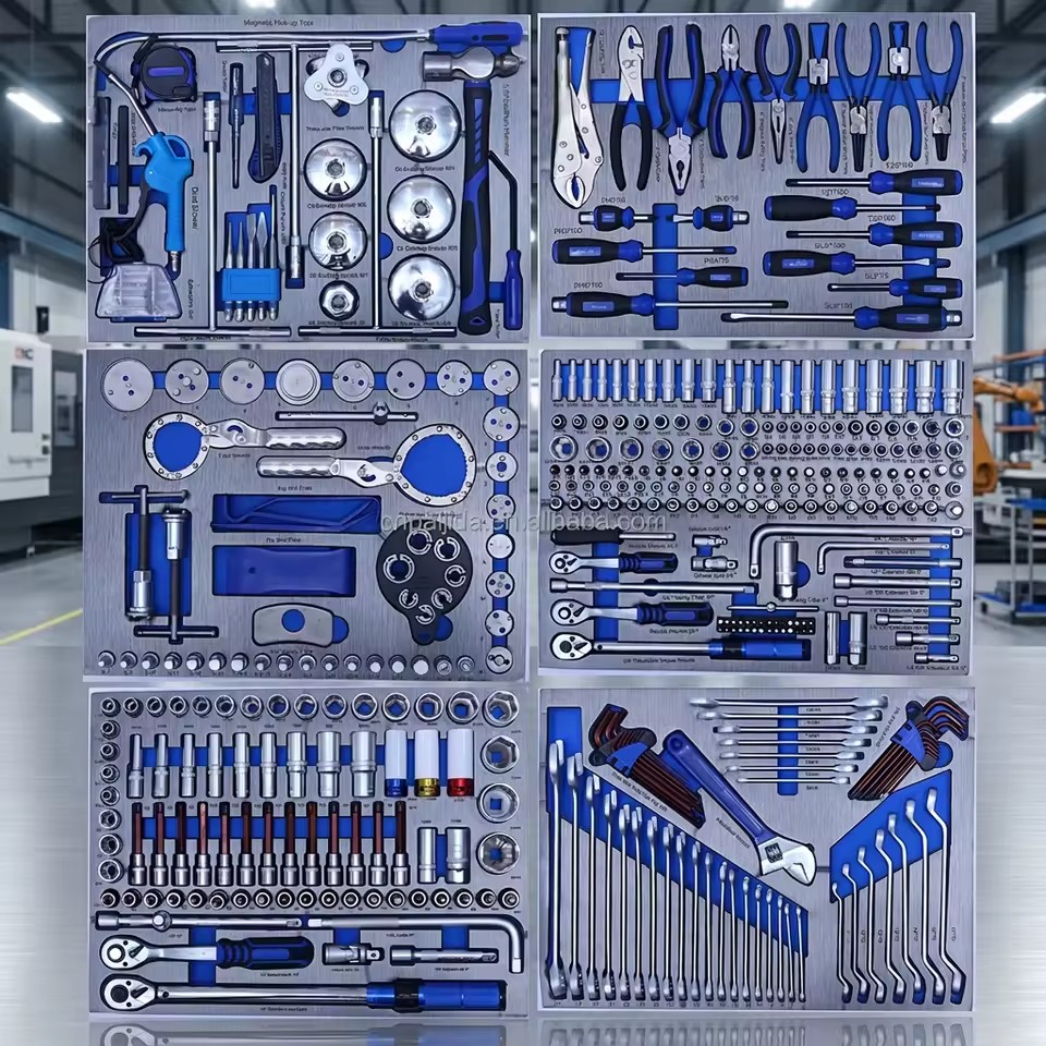 Customizable-type Tool Box Set 424pcs EVA Foam Insert Design with Ratchet Wrench Socket Tools Storage Solutions Portable Tool