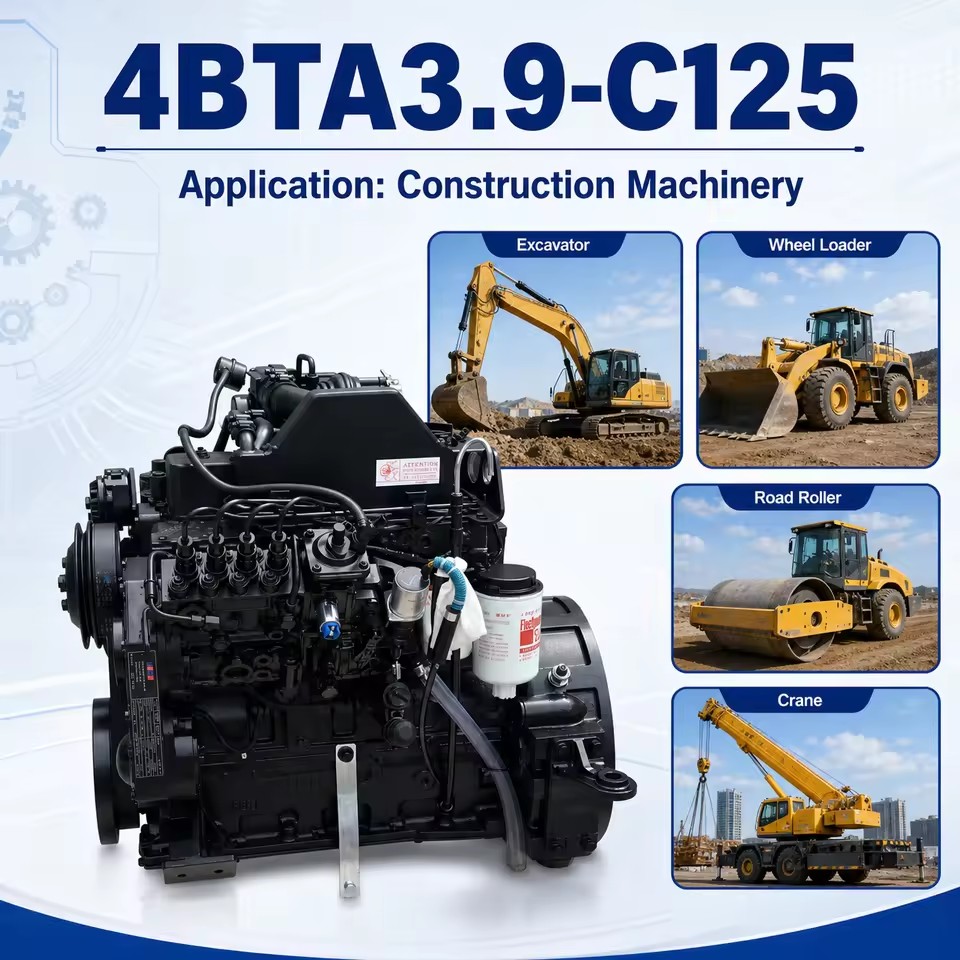 SCDC Cums 4BT 4BTA3.9-C125 125HP 4 Cylinders Diesel Engine Small Power Turbocharged Industrial Power for Construction Machinery