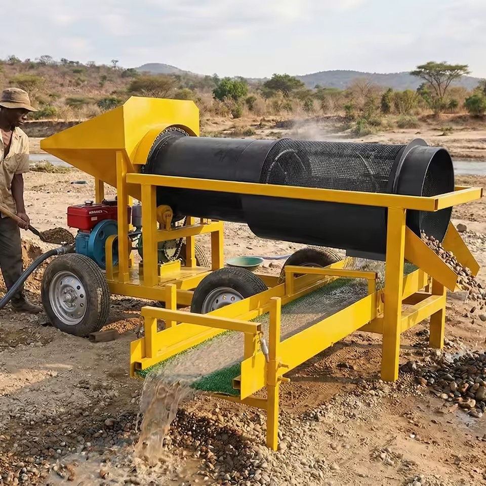 Portable Mineral Separator Gold Panning Equipment Vibrating Sluice Box Gasoline Engine River Sand