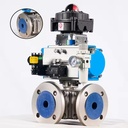 Pneumatic Flanged Three-Way Cut-Off Ball Valve 3/4 6in 8in 10in 12in T-Shaped 316 Stainless Steel High Pressure Chemical