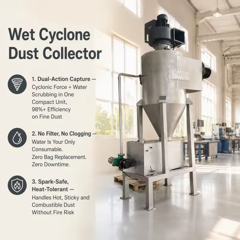 Industrial High Efficiency CE Certified Mining Chemical Workshop Air Pollution Control Equipment Wet Cyclone Dust Collector