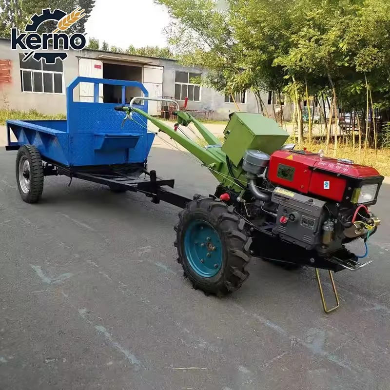 Hot Selling 14HP Farm Walking Tractor Two Wheel Walk Behind Tractor Diesel Engine with Potato Planter Harvester Attachment