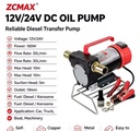 ZCMAX 12V 24V Portable Diesel Fuel Transfer Pump 200W High Flow Self Priming DC Oil Pump for Truck Farm Machinery