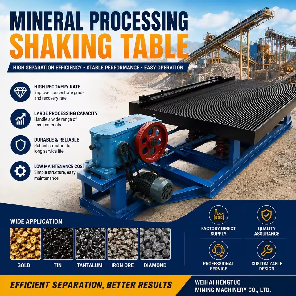 High Recovery Gold Mining Shaking Table Gravity Separator Equipment for Gold Tin Tantalum Tungsten Chrome Ore Processing Plant