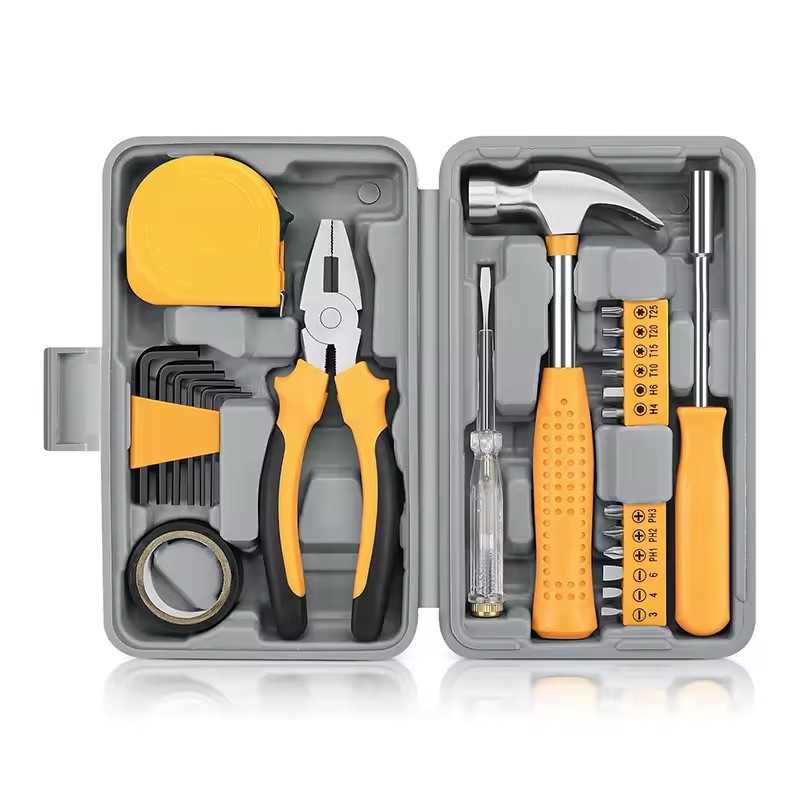 24-Piece Household Hardware Combination Tool Set Manual Toolbox Hard Case Carbon Steel Hand-Powered for Home Use Cross-Border