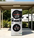 Electric Stack Washer Dryer Combo Bottom Washing Upper Tumble Dryer Stainless Steel Three Phase Energy Saving Equipment for