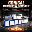 Conical Twin Screw Extruder SJSZ65/132 500-600kg/h Output Capacity for PLC Control Energy Saving PVC Plastic Processing