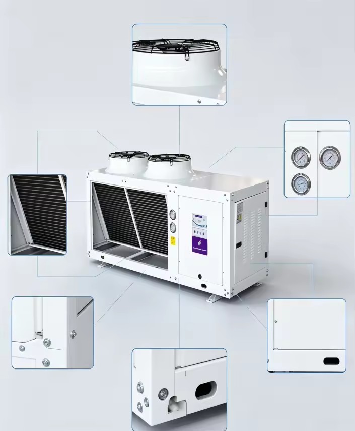 Industrial Air-Cooled Condenser Unit with Emerson Scroll Compressor Energy-Saving Motor for Cold Room 0-10C Temperature Range