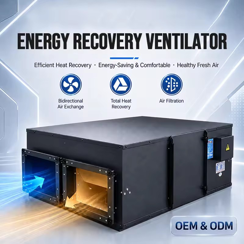 Durable Low Noise Commercial ERV Heat Recovery Ventilation Fan High Efficiency Energy Saving for Hotels