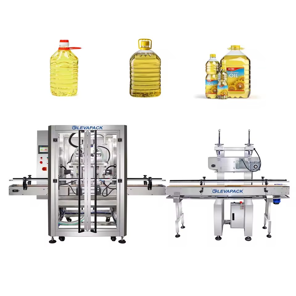 Factory Latest Double-head Gear Pump 3L 5L Plastic Bottle Oil Filling Machine Automatic Crawler Capping Machine