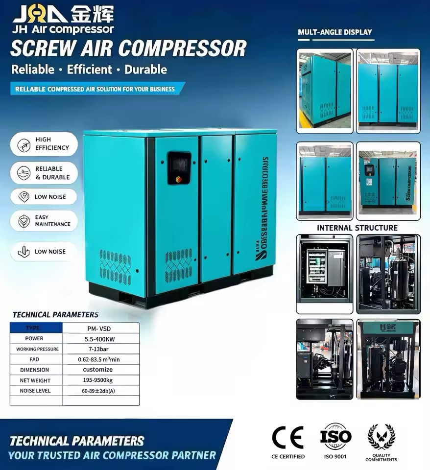 Energy Saving Permanent Magnet Variable Frequency Screw Air Compressor for Industry