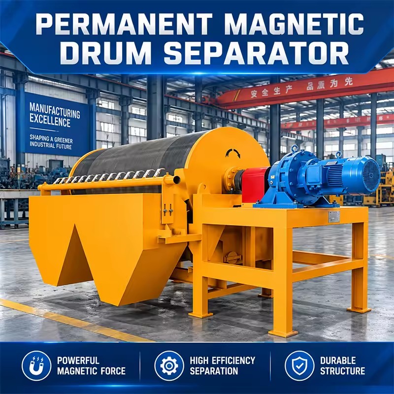 Energy Saving Wet Permanent Magnetic Drum Separator Magnetite Beneficiation Equipment Low Consumption