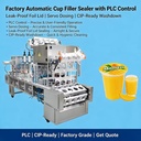 Factory Automatic Cup Filling Sealing Machine With Leak-Proof Foil Lid Servo Dosing CIP-Ready Washdown and PLC Control