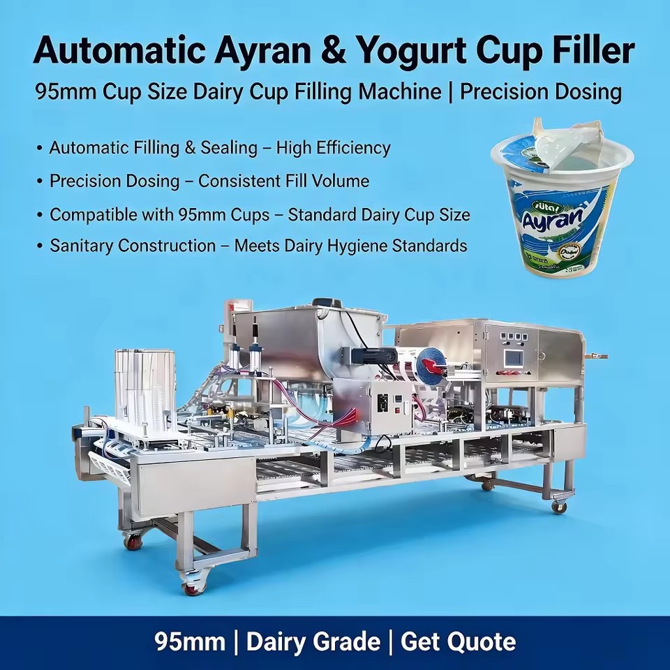 Ayran Cup Filling Machine Yogurt Cup Filling Machine 95mm Automatic Dairy Cup Filler