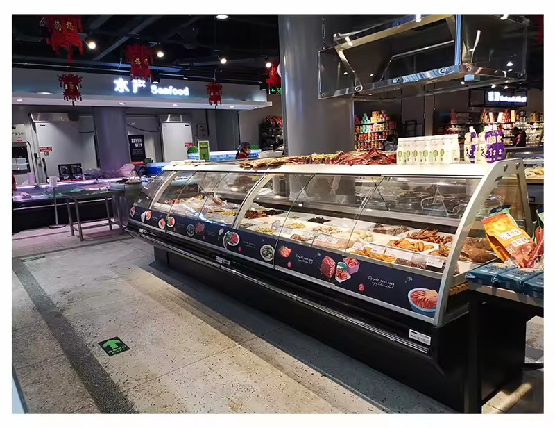 Energy Saving Curved Air Cooling Commercial Refrigeration Equipment with Customizable Size and Digital Temperature Control