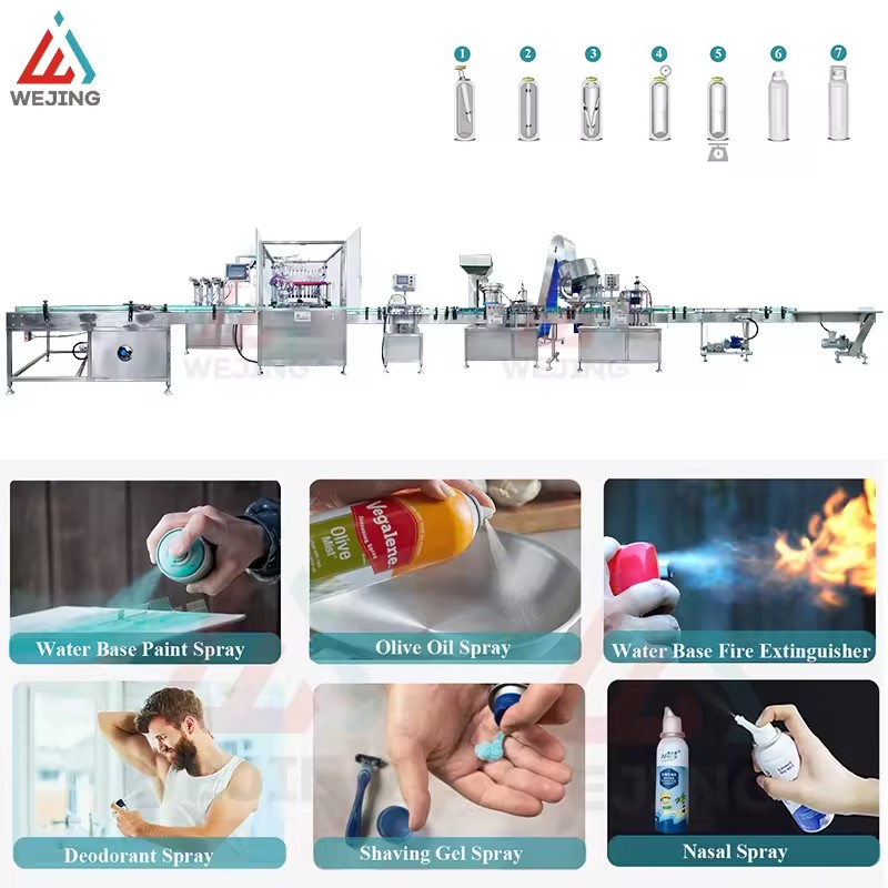 Automatic PLC-Controlled Aerosol BOV Filling Production Line for Fire Extinguisher Spray Oil Gas Filling High-Accuracy Sealing