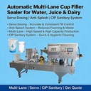 Automatic Multi-Lane Cup Filler Sealer for Water Juice and Dairy Products With Servo Dosing Anti-Splash CIP Sanitary System