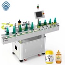 High Speed Auto Round Bottle Label Applicator for Soy Sauce, Juice, Oil | Wrap-Around Sticker Labeling Machine