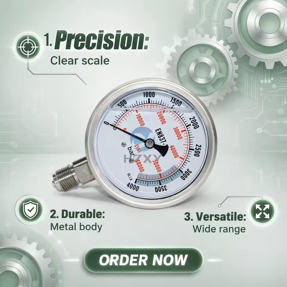 High Quality XZT XZA100 Series Ultra-High Pressure Seismic Pressure Gauge G1/2 (BSP1/2) Thread for Crawler Excavator Parts