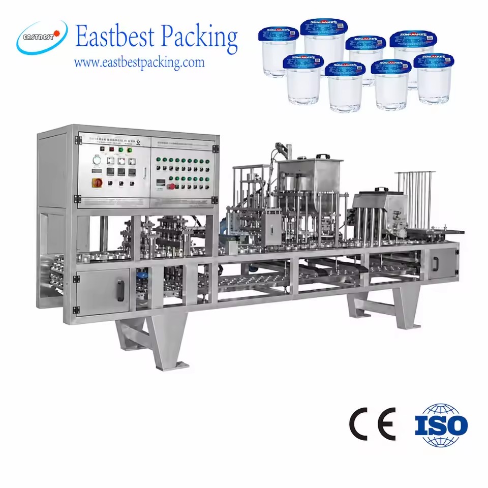 Fully Automatic Multi Head Hygienic Water Cup Filling Sealing Machine with Film Lidding Control for Bottling Plants