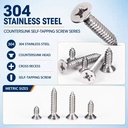304 Stainless Steel KA Screw Countersunk Cross Head Self Tapping Screw KA Self Tapping Screws for Wood Plastic