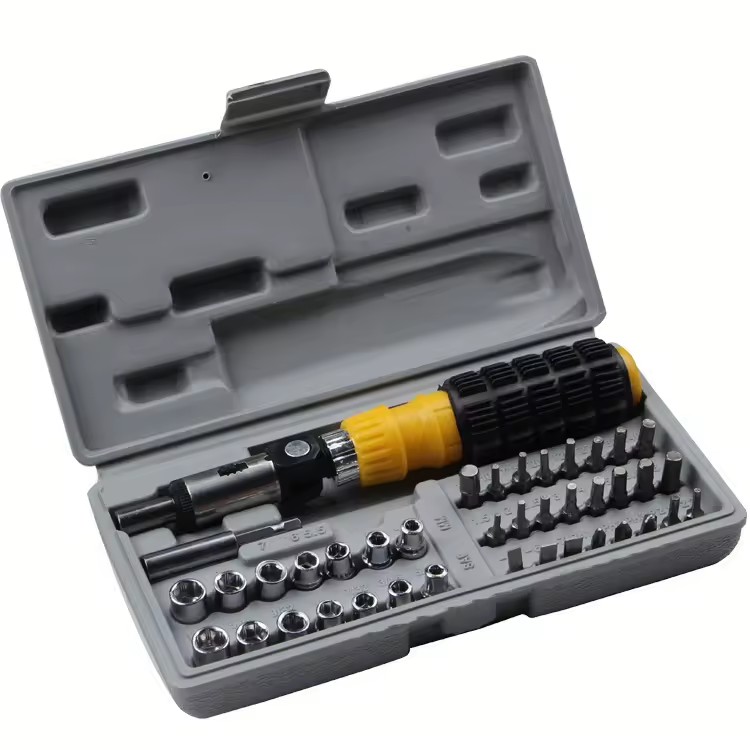 41PCS Plastic Adjustable Ratchet Handle Hardware Tool Set Socket Screwdriver Tool Kit Heavy Duty Multi-purpose Repair Tool Set