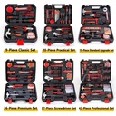 Professional Hardware Tool Set Claw Hammer Pliers Level Tool Carbon Steel Heavy Duty Home Repair Kit Hard Case for Maintenance