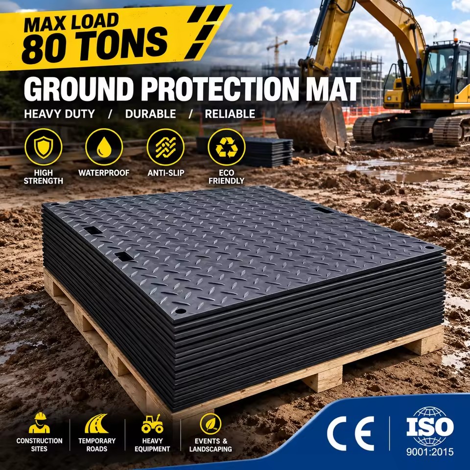 WLT 80 Ton Capacity HDPE Ground Protection Mats Anti Slip 4x8 Temporary Access Road for Construction Site Factory
