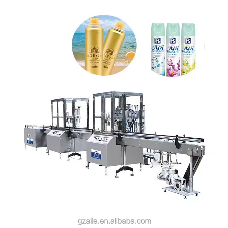 Fully Automatic High Speed Snowflake Spray Liquid Air Freshener Deodorizer Aerosol 100ml/200ml Plastic Oil Chemical Filling Line