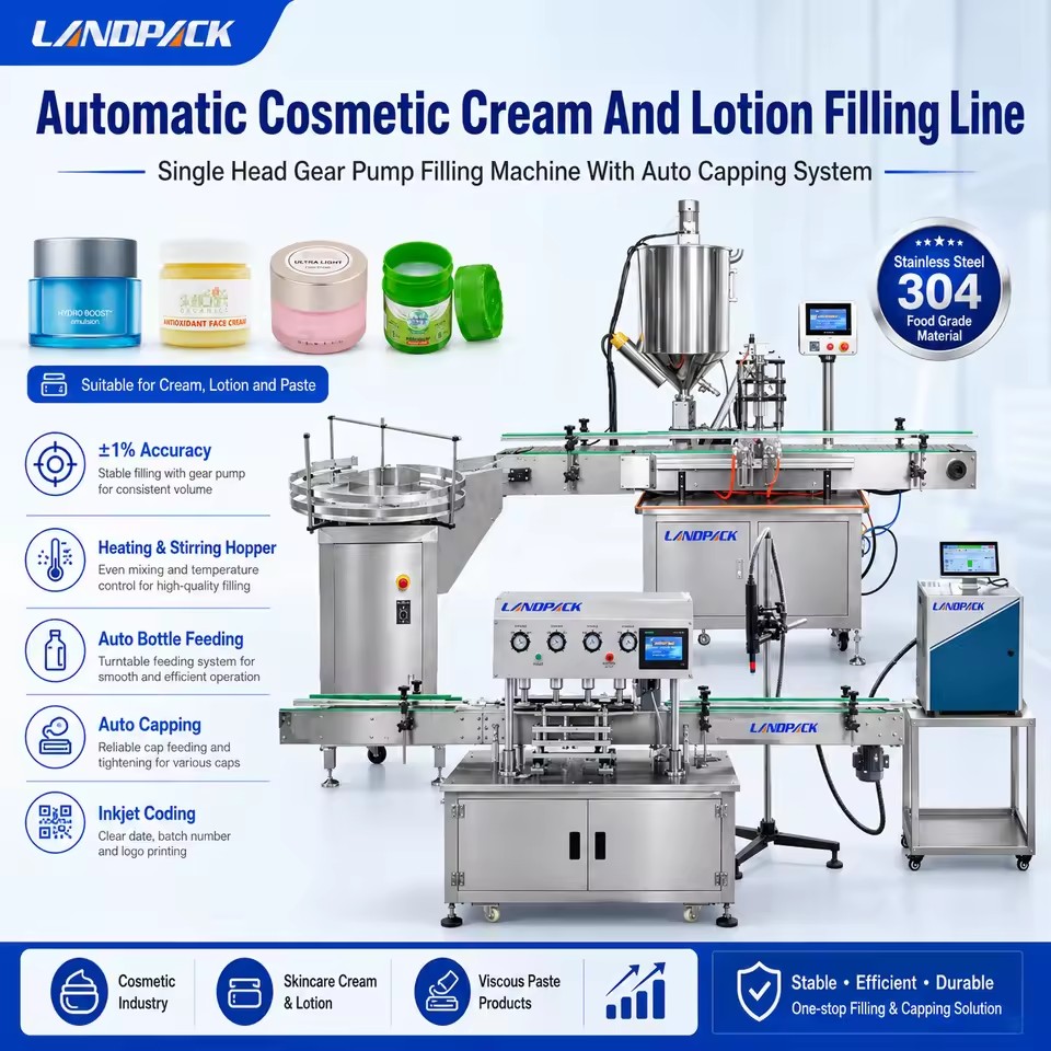 Automatic Cosmetics Cosmetic Products Body Scrub Butter Cream Jar Packaging Packing Filling and Sealing Line Machines Machine