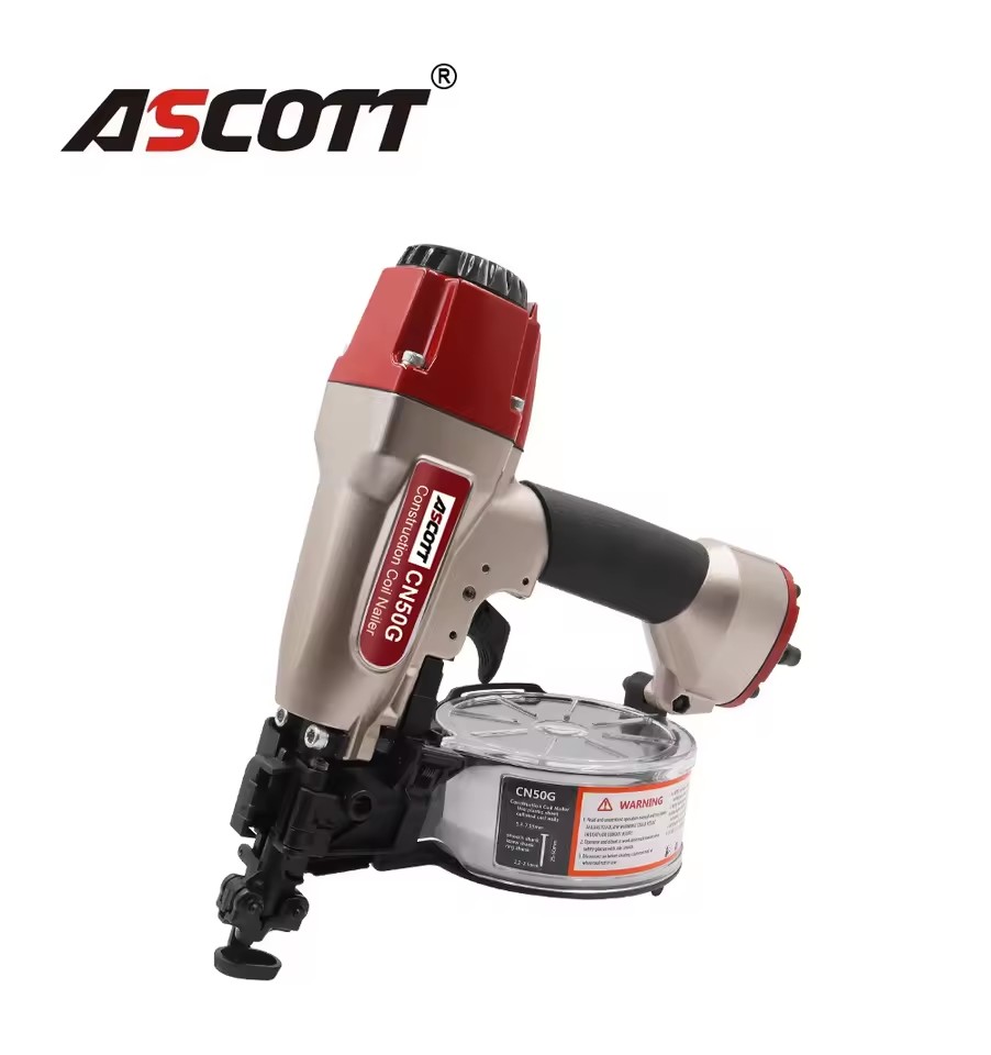 CN50G Pneumatic Coil Nail Gun for Wood Board Roofing Siding 15 Degree Plastic Collated Air Coil Nailer Fastening Tool