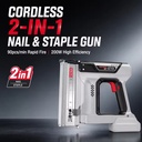 20V Cordless Nail Guns 2 In 1 Rechargeable Battery Powered Staple Gun Set 100pcs Capacity Aluminum Alloy Head Nylon Body