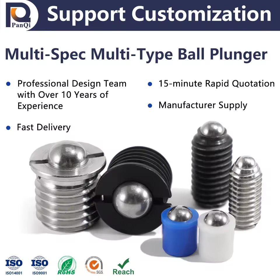 M3-M12 Ball Nose Spring Pliers Press Fit Ball Plungers with Plastic/POM/Steel/Stainless Steel Balls Carton Packing