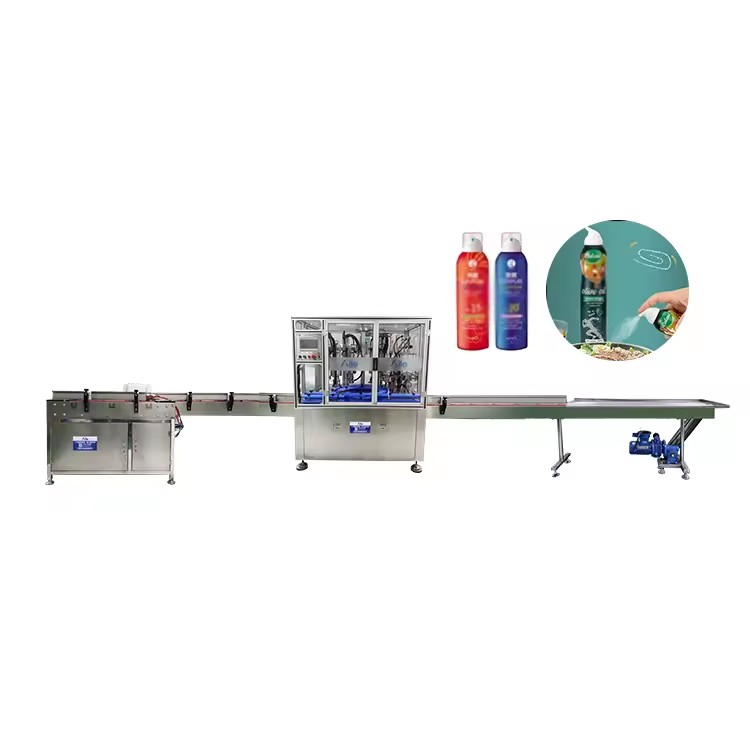 Electric Automatic Rotary Disc BOV Aerosol Filling Production Line 250ml Olive Oil Body Snow Spray Toilet Cleaner 1 Year New