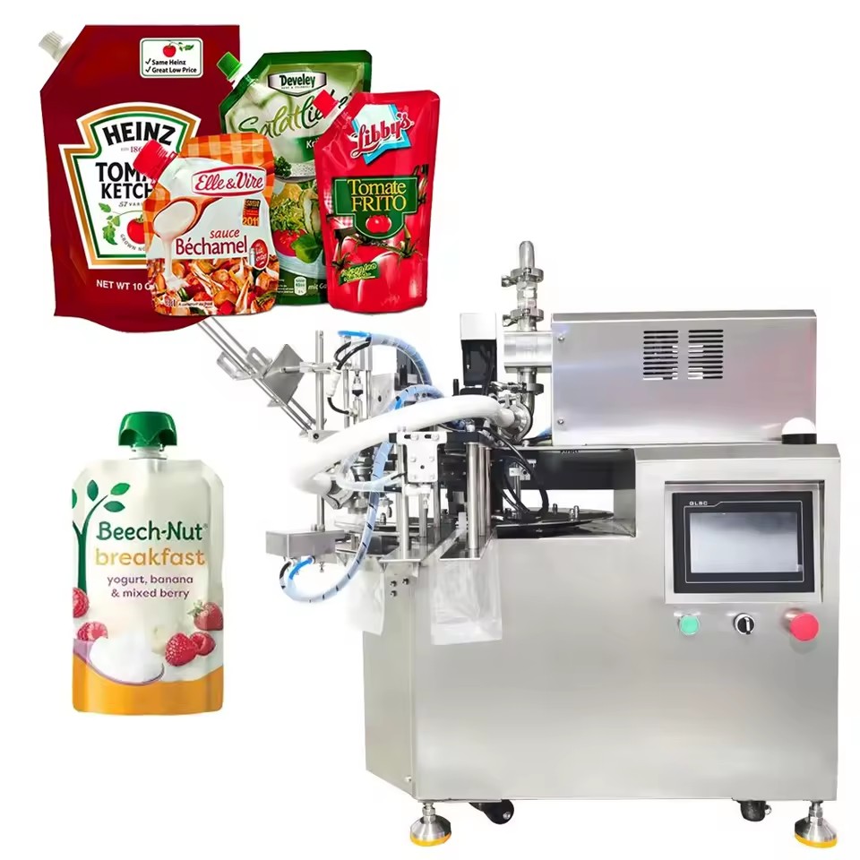 CE Single-head Automatic 30-2000ml Spout Pouch Rotary Filling Machine for Juice Energy Drink Yogurt Honey Tomato Sauce