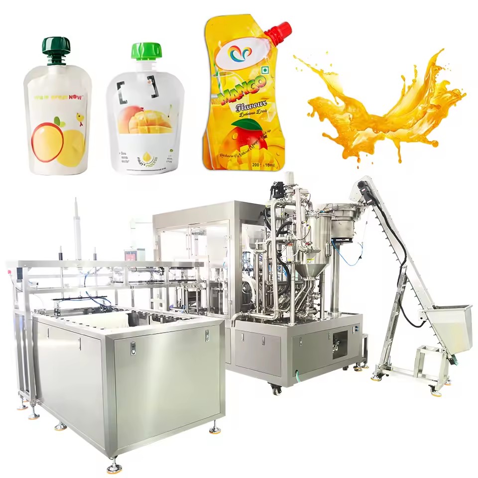 High Speed 8-Nozzle Liquid & Paste Spout Pouch Rotary Automatic Filling Machine for Juice Beverage Tomato Sauce Detergent