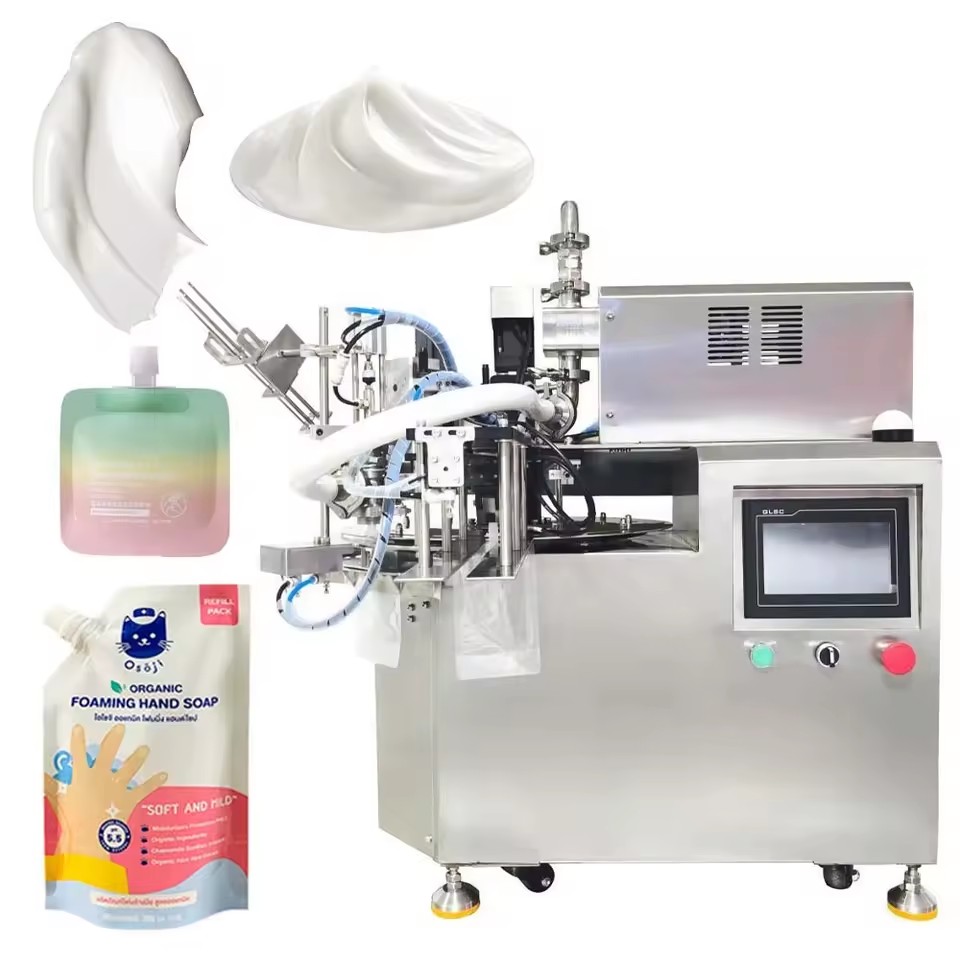 Single-nozzle Automatic Spout Pouch Rotary Filling and Capping Machine for Juice Yogurt Ketchup Jelly