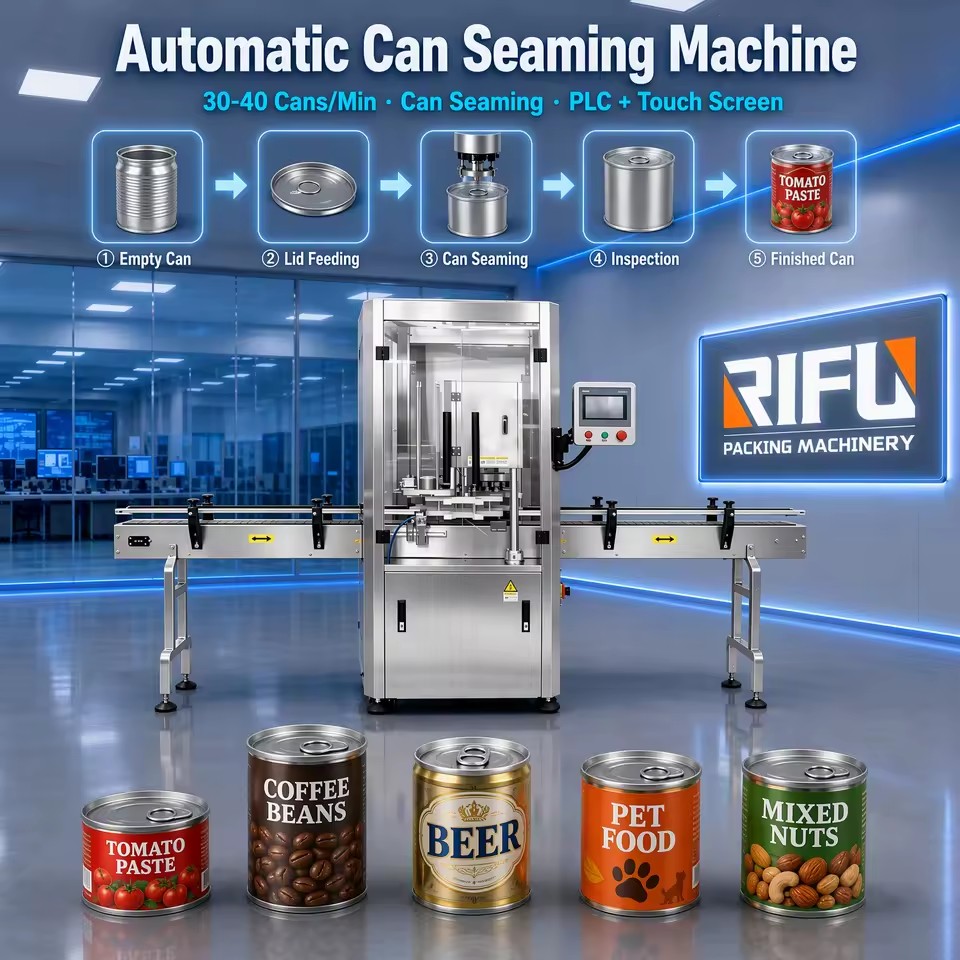 Automatic Can Seaming Machine for Tin Aluminum Cans 30-40 Cans/Min Can Sealer No-Can No-Lid Protection Food Beverage