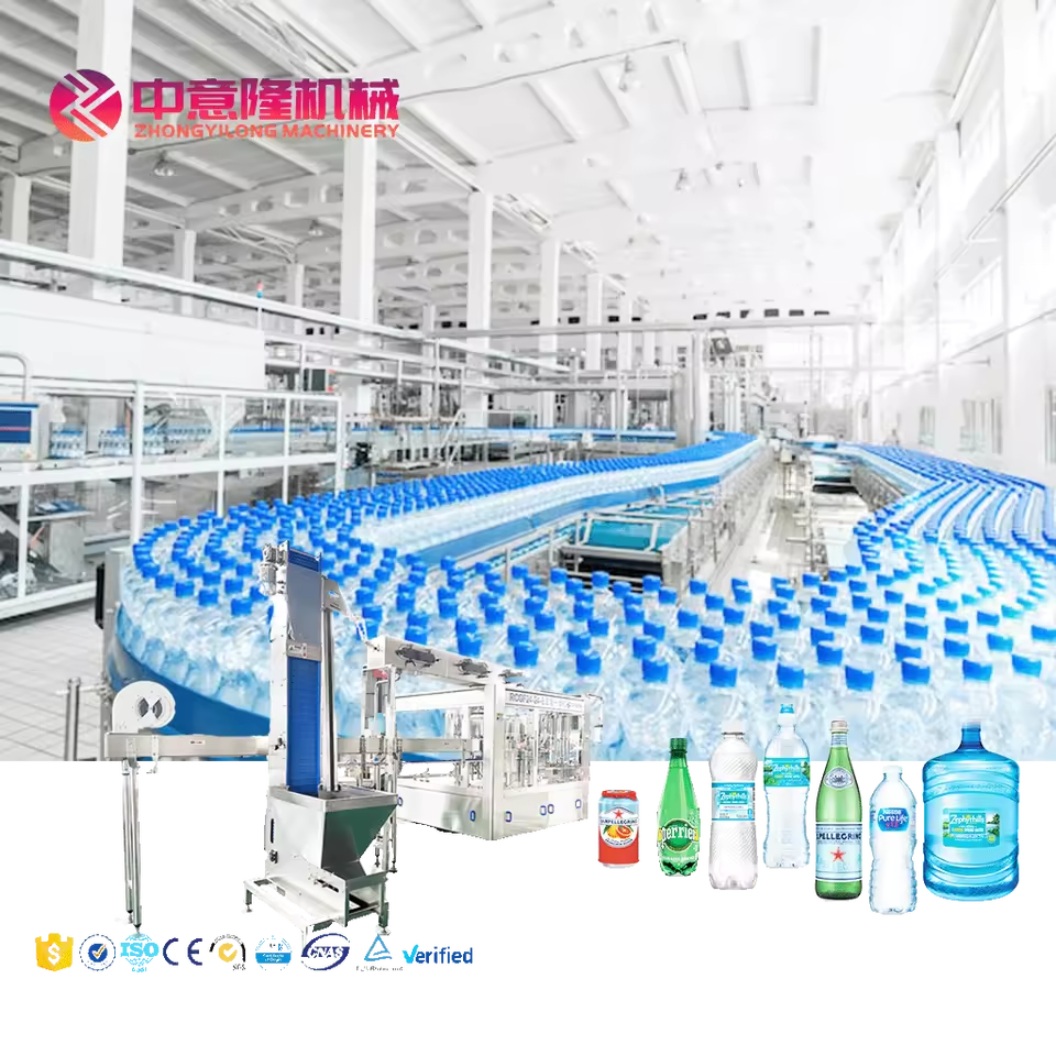 Complete Bottled Water Production Line with Automatic Rinsing Filling Capping Machine for Drinking Water Factory