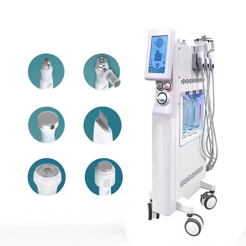 6-in-1 Hydra Dermabrasion Facial Machine - Professional Deep Pore Cleansing Hydrating Equipment with 3 Solution Bottles
