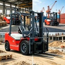 3.5 Ton All Terrain Diesel Forklift Hydraulic Side Shifter Three Stage Mast Four Wheel Drive Solid Tires for Construction Farm