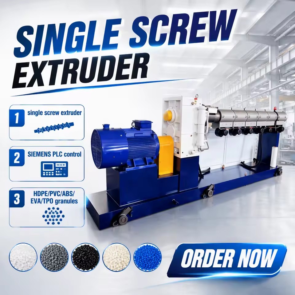 Production Line Manufacturer Direct Customize Single Screw Extruder for HDPE PVC EVA TPO TPE Plastic Processing Equipment