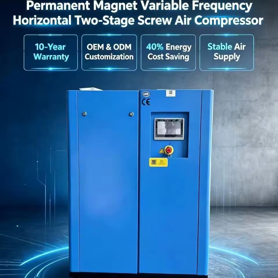 Hardbo PM VSD Horizontal Two-Stage Screw Air Compressor Equipped With First-Tier RedStar Brand Valve Components