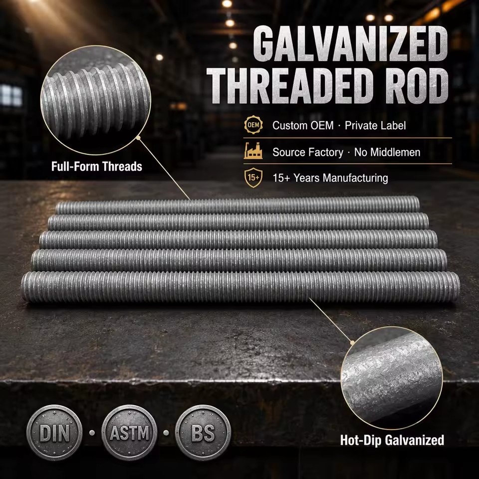 High Quality 8.8 Grade Multi-Specification Carbon Steel Hot Dip Galvanized Thread Rod